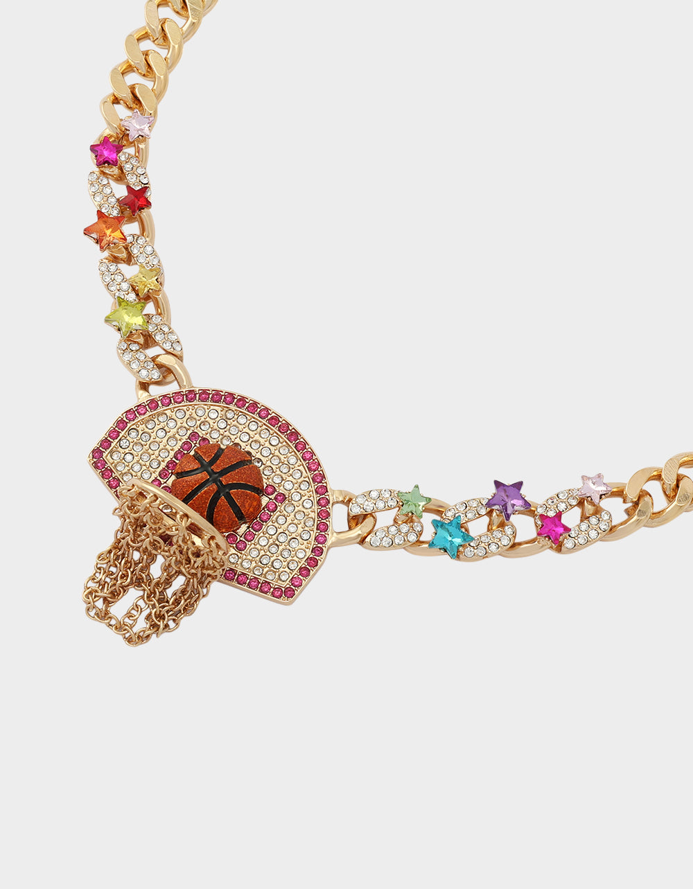 BASKETBALL SHORT PENDANT NECKLACE ORANGE Sports-Themed Women's Statement Necklace | Betsey Johnson Signature