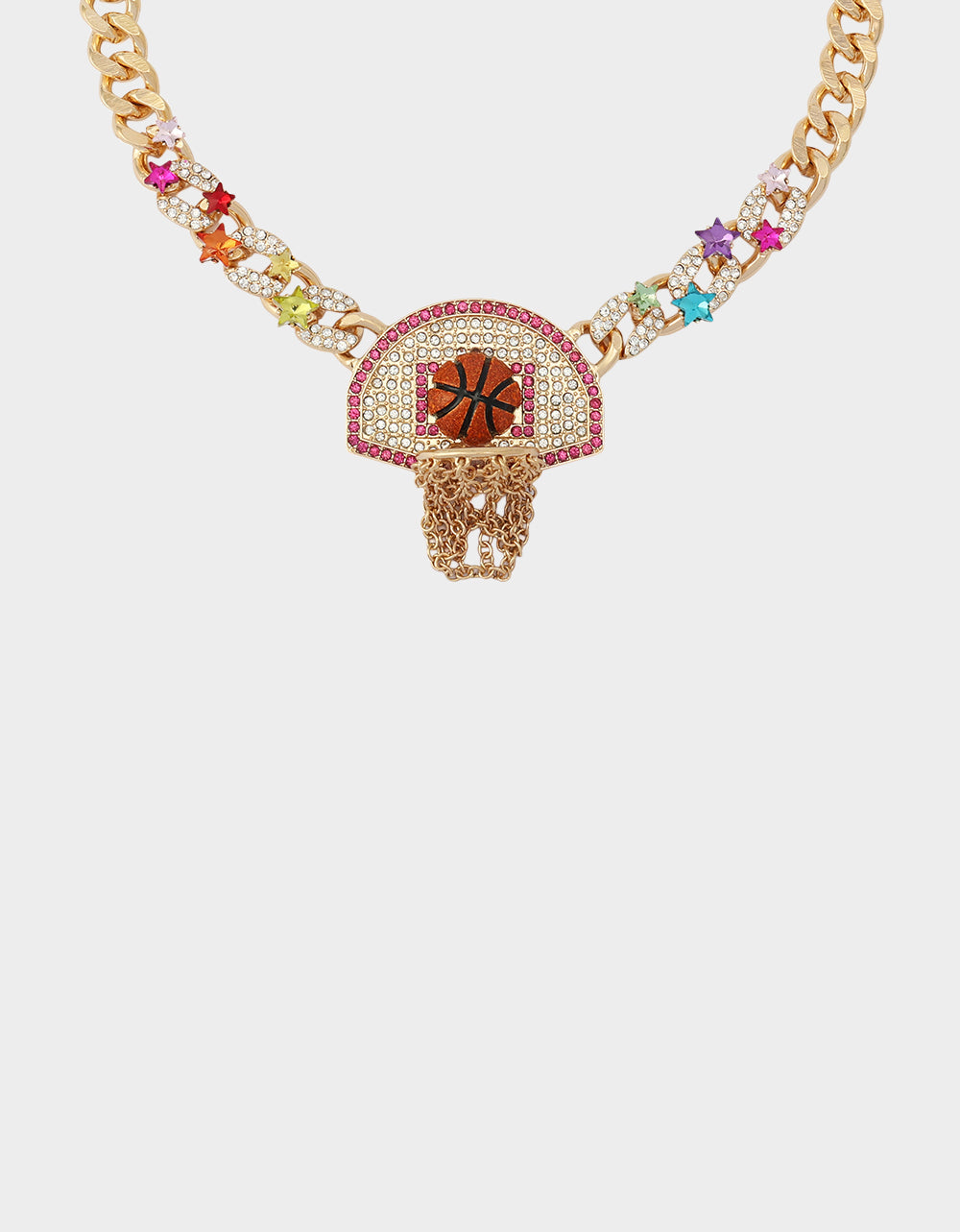 BASKETBALL SHORT PENDANT NECKLACE ORANGE Sports-Themed Women's Statement Necklace | Betsey Johnson Signature