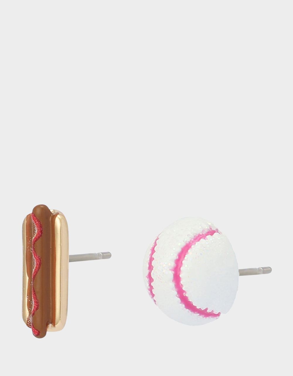 MISMATCH HOTDOG BASEBALL STUDS WHITE Sports-Themed Hotdog Women's Earrings | Betsey Johnson Recommended