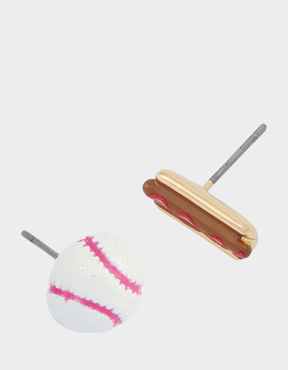 MISMATCH HOTDOG BASEBALL STUDS WHITE Sports-Themed Hotdog Women's Earrings | Betsey Johnson Recommended