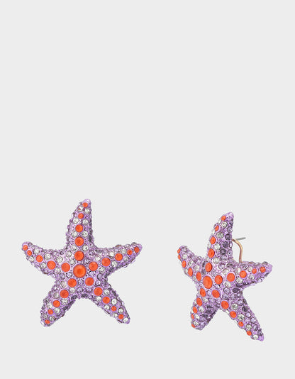 MERMAID JEWELS STARFISH STUDS PURPLE Women's Starfish Rhinestone Stud Earrings | Betsey Johnson Exclusive