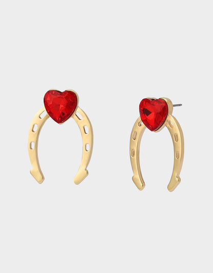 HORSESHOE STUD EARRINGS RED Women's Chinese New Year Horseshoe Stud Earrings | Betsey Johnson Premium