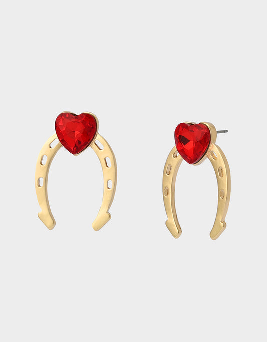 HORSESHOE STUD EARRINGS RED Women's Chinese New Year Horseshoe Stud Earrings | Betsey Johnson Premium