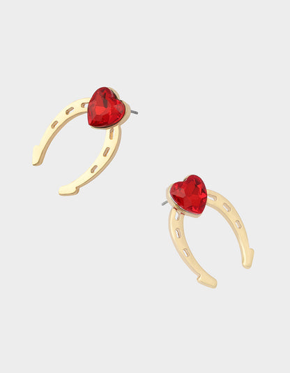 HORSESHOE STUD EARRINGS RED Women's Chinese New Year Horseshoe Stud Earrings | Betsey Johnson Premium