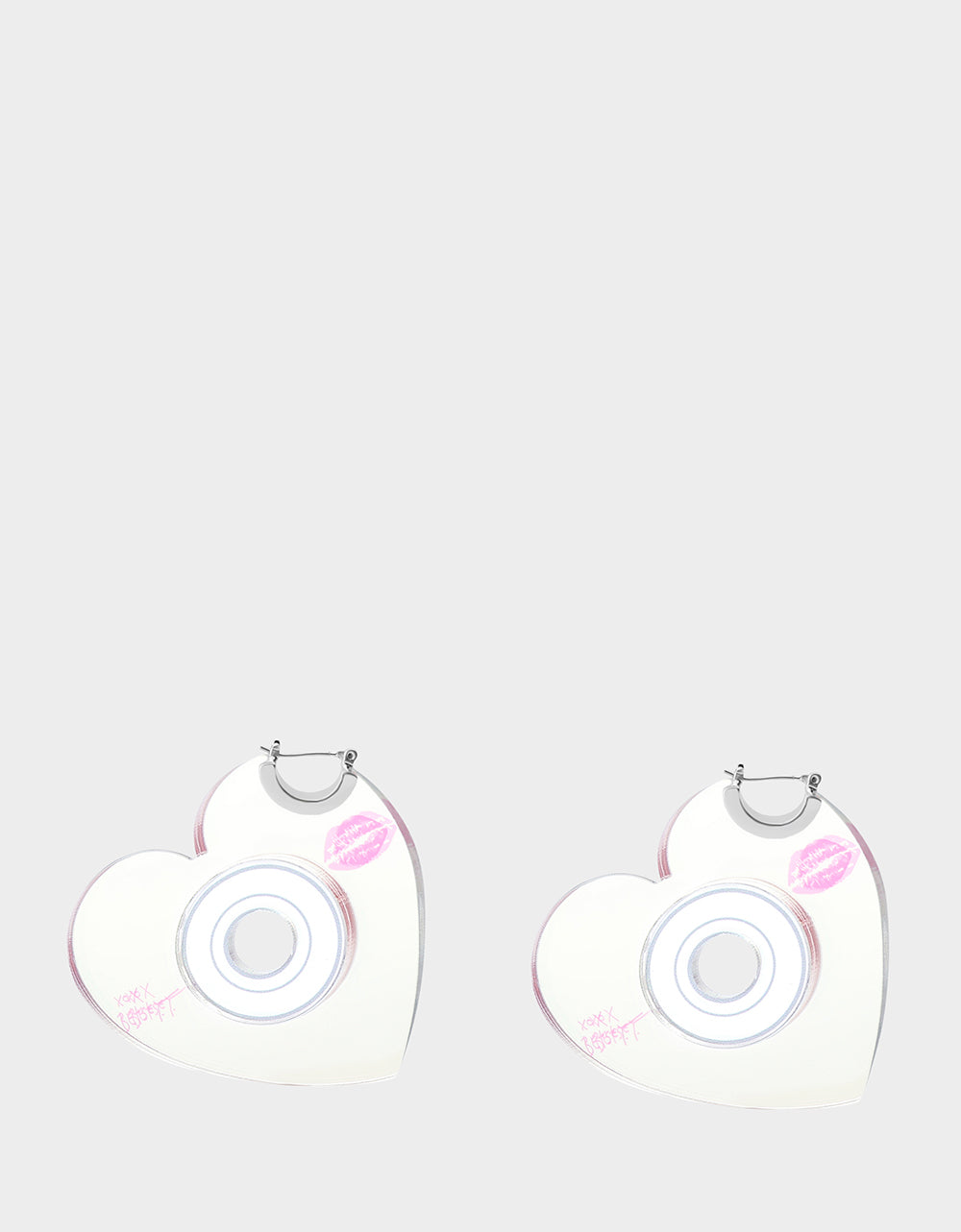 CD HEART HOOPS METALLIC Women's Heart-Shaped Disc Earrings | Betsey Johnson Special Offer