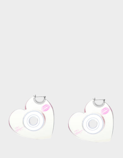 CD HEART HOOPS METALLIC Women's Heart-Shaped Disc Earrings | Betsey Johnson Special Offer