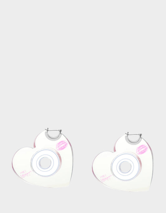 CD HEART HOOPS METALLIC Women's Heart-Shaped Disc Earrings | Betsey Johnson Special Offer