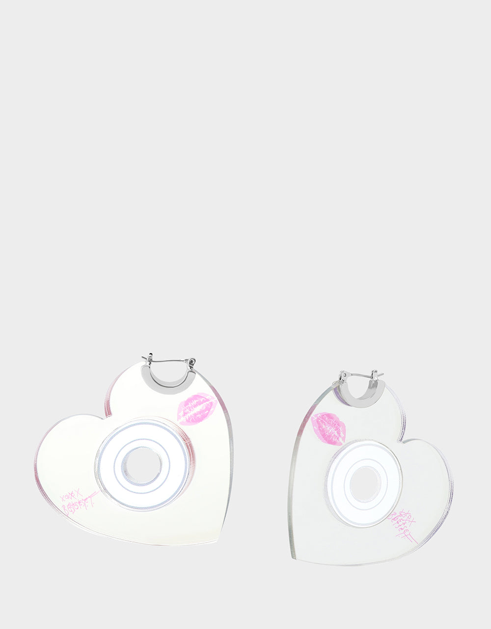 CD HEART HOOPS METALLIC Women's Heart-Shaped Disc Earrings | Betsey Johnson Special Offer