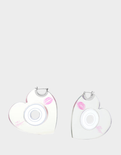 CD HEART HOOPS METALLIC Women's Heart-Shaped Disc Earrings | Betsey Johnson Special Offer