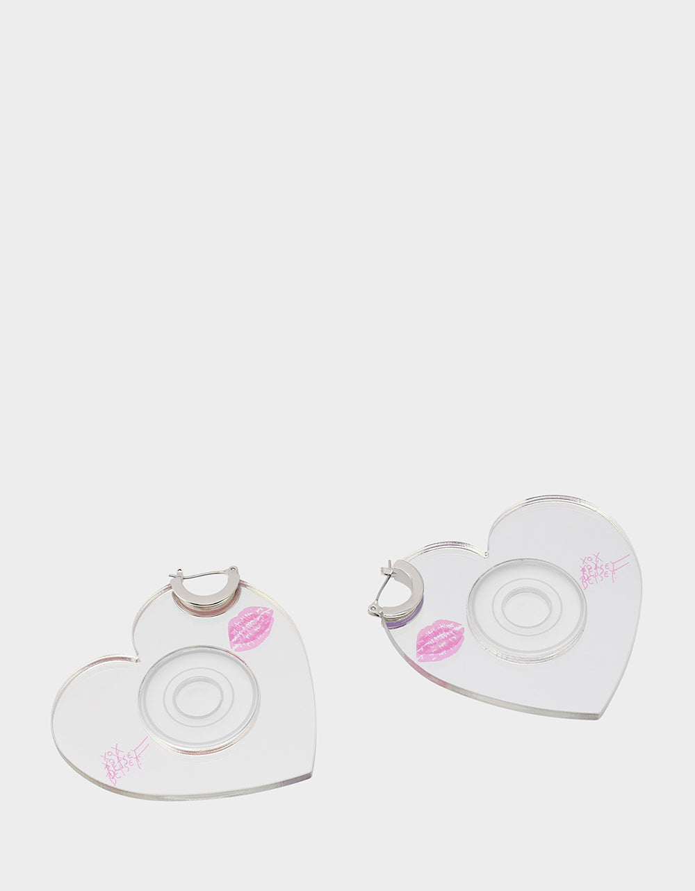 CD HEART HOOPS METALLIC Women's Heart-Shaped Disc Earrings | Betsey Johnson Special Offer