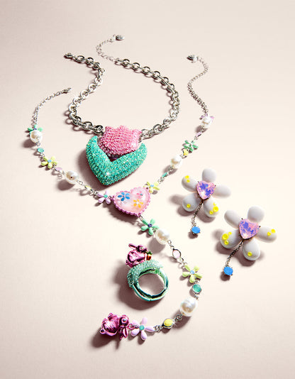 HOP TO IT FLOWER EGG Y NECKLACE MULTI | Betsey Johnson Trending