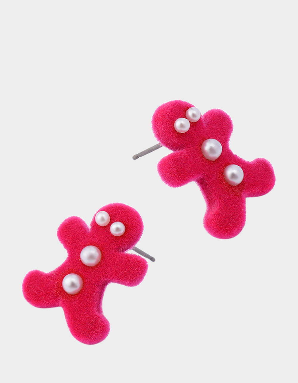 GINGERBREAD STUD EARRINGS PINK Women's Christmas-Themed Gingerbread Pearl Embellished Stud Earrings | Betsey Johnson Special Offer