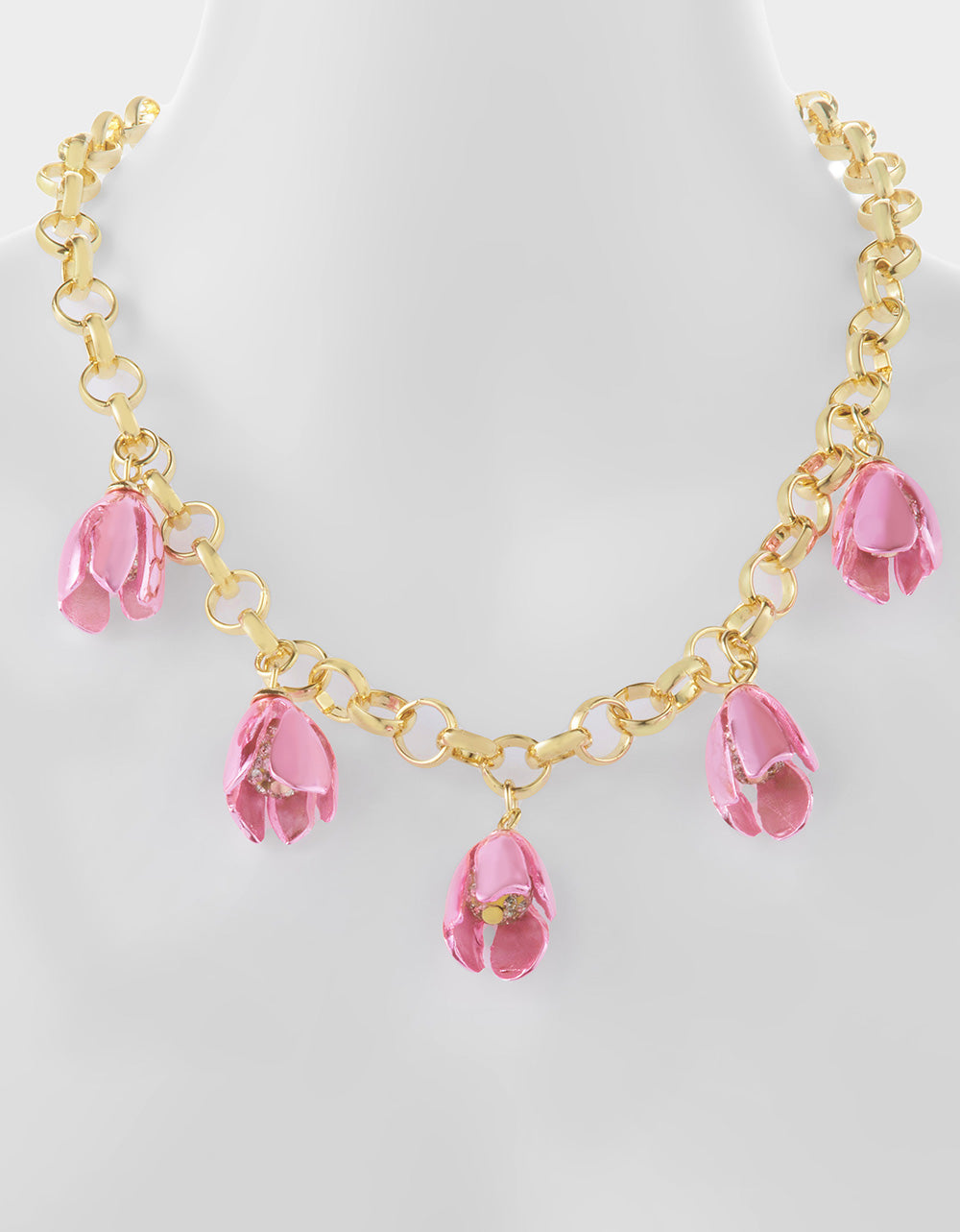GARDEN GLAM TULIP CHARM FRONTAL NECKLACE PINK Women's Tulip Drop necklace | Betsey Johnson Customer Favorite