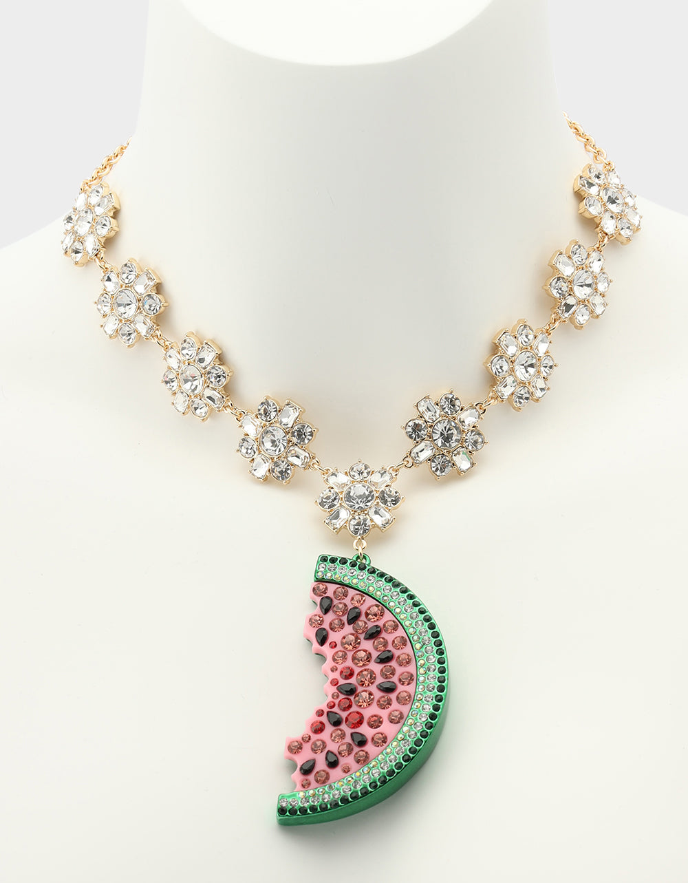 BETSEYS BACKYARD WATERMELON PENDANT MULTI Women's Watermelon Rhinestone Pendant Necklace | Betsey Johnson Customer Favorite