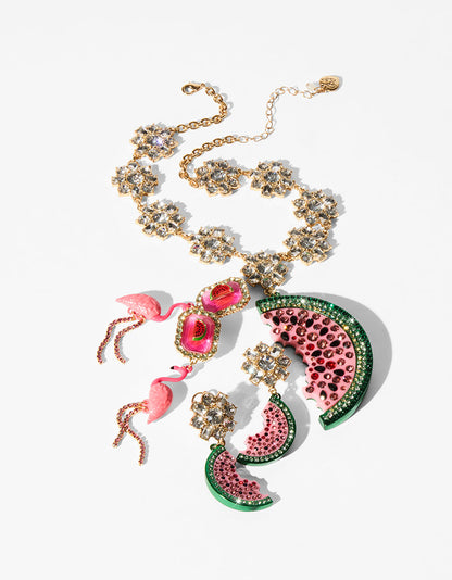 BETSEYS BACKYARD WATERMELON PENDANT MULTI Women's Watermelon Rhinestone Pendant Necklace | Betsey Johnson Customer Favorite