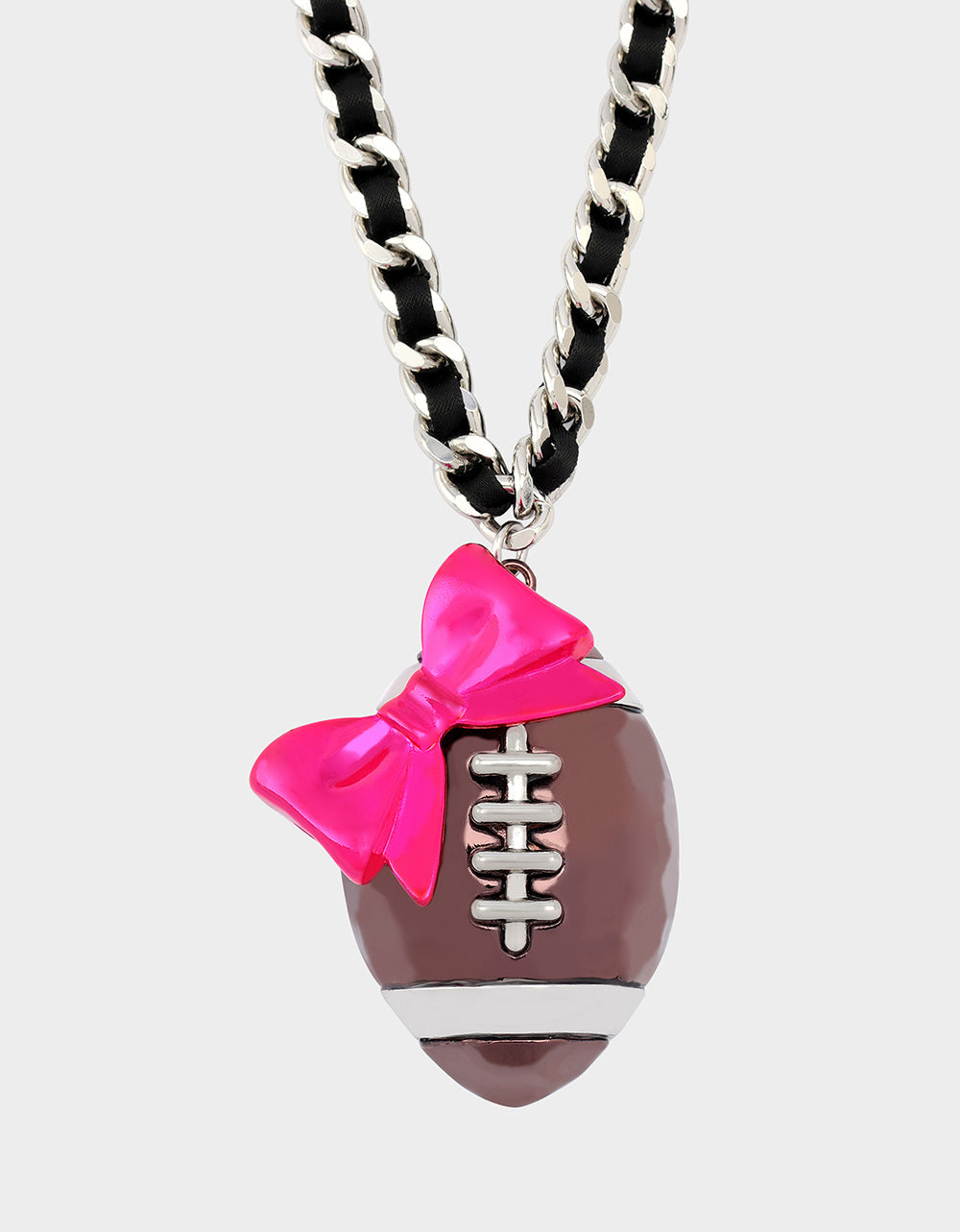 RIBBON FOOTBALL PENDANT PINK Women's Football Pendant Necklace | Betsey Johnson Premium