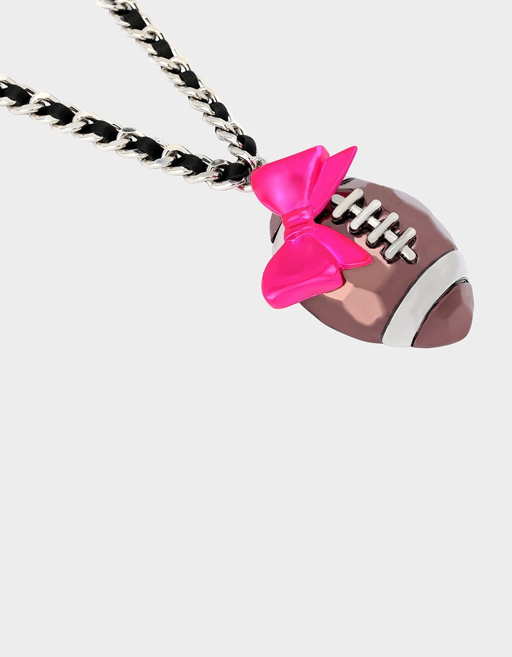 RIBBON FOOTBALL PENDANT PINK Women's Football Pendant Necklace | Betsey Johnson Premium
