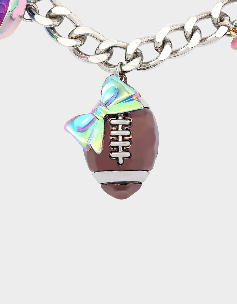 FOOTBALL CHARM NECKLACE MULTI Women's Football-Themed Charm Chain Necklace | Betsey Johnson Deals