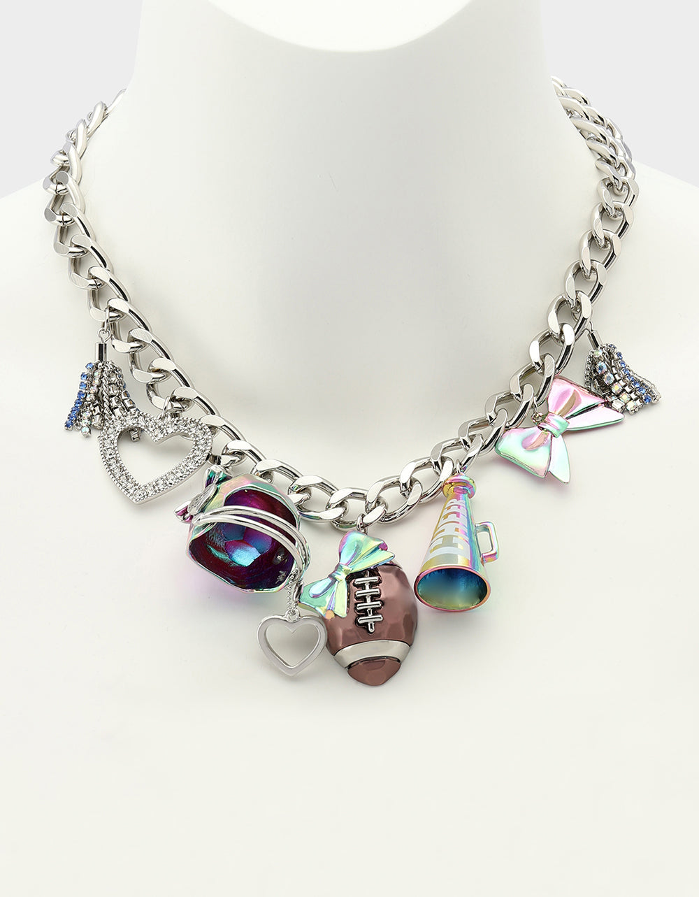 FOOTBALL CHARM NECKLACE MULTI Women's Football-Themed Charm Chain Necklace | Betsey Johnson Deals