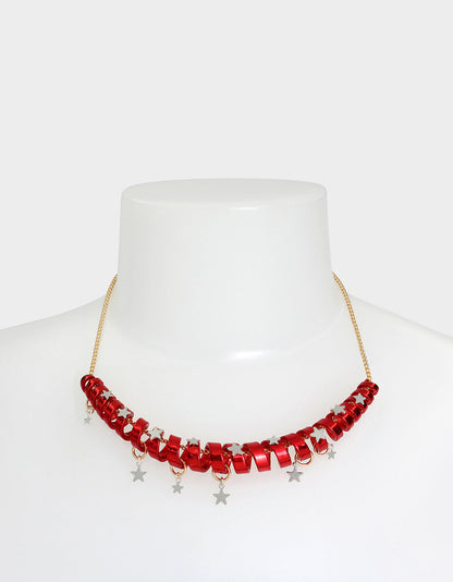 BETSEYS HOLIDAY COIL NECKLACE RED | Betsey Johnson Signature