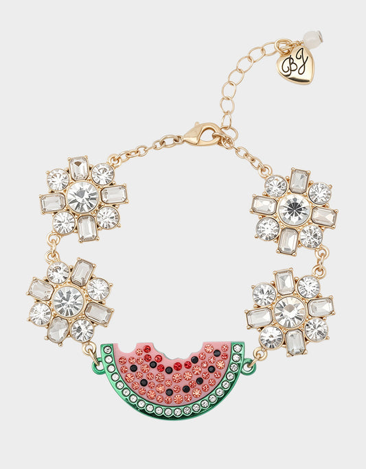 BETSEYS BACKYARD WATERMELON FLEX BRACELET PINK Women's Rhinestone Watermelon Bracelet | Betsey Johnson Trusted