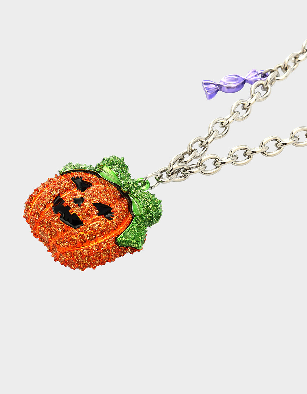 PUMPKIN PENDANT NECKLACE ORANGE Women's Halloween-Themed Pumpkin Rhinestone Pendant Necklace | Betsey Johnson Value
