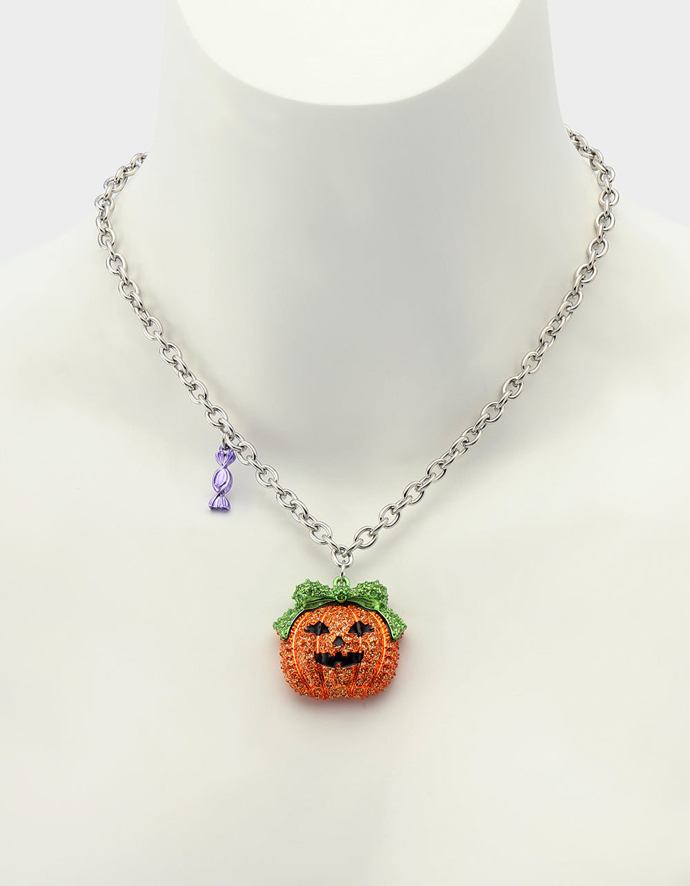 PUMPKIN PENDANT NECKLACE ORANGE Women's Halloween-Themed Pumpkin Rhinestone Pendant Necklace | Betsey Johnson Value