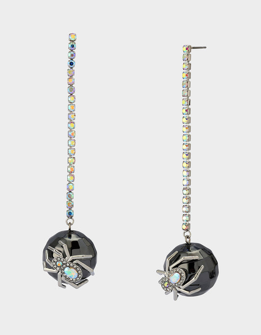 DISCO BALL SPIDER EARRINGS CRYSTAL Women's Halloween-Themed Spider Disco Ball Drop Linear Rhinestone Earrings | Betsey Johnson Special Offer