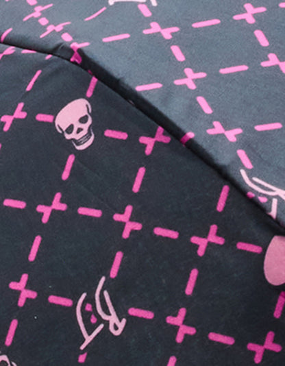 BETSEY'S HEART & SKULL PRINT UMBRELLA BLACK MULTI | Betsey Johnson Exclusive