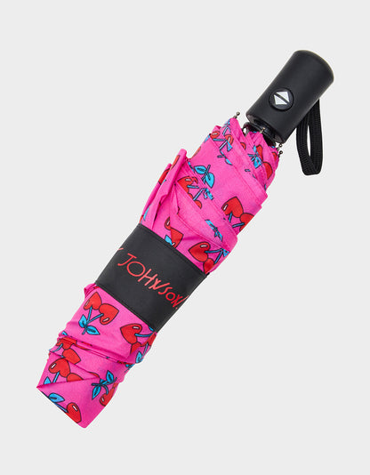 BETSEY'S CHERRY HEART PRINT UMBRELLA PINK MULTI | Betsey Johnson Great Value