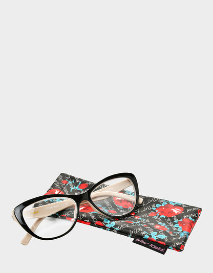 EFFORTLESS CHIC CAT EYE READING GLASSES BLACK Women's Black Nude Cat Eye Reading Glasses | Betsey Johnson Latest