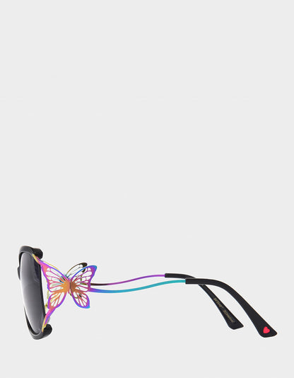 BLAZING STAR SUNGLASSES BLACK Women's Black Rainbow Butterfly Sunglasses | Betsey Johnson Latest