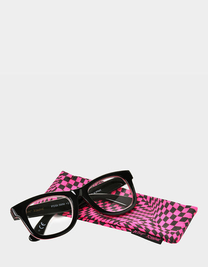 RADIATE JOY SQUARE READING GLASSES BLACK Women's Black Pink Way Frame Reading Glasses | Betsey Johnson Trusted