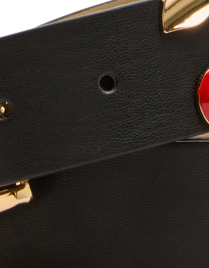 CHERRY KEEPER BELT 34MM BLACK Women's Black Faux Leather Cherry Charm Belt | Betsey Johnson Top Pick