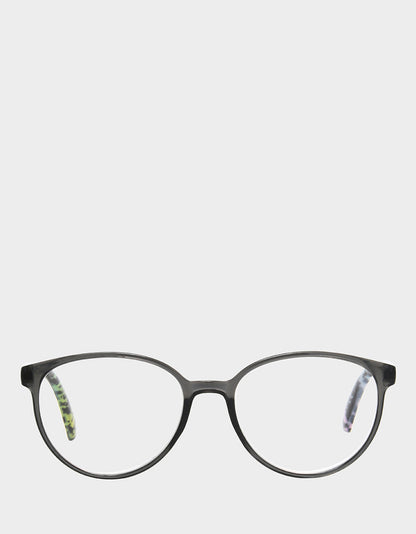 CAREFREE DAYS ROUND READING GLASSES LIGHT GREY Women's Round Grey Pastel Reading Glasses | Betsey Johnson Signature