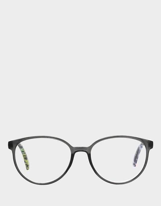 CAREFREE DAYS ROUND READING GLASSES LIGHT GREY Women's Round Grey Pastel Reading Glasses | Betsey Johnson Signature