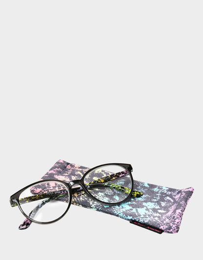 CAREFREE DAYS ROUND READING GLASSES LIGHT GREY Women's Round Grey Pastel Reading Glasses | Betsey Johnson Signature
