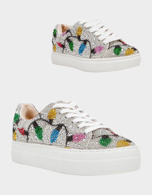 MOMMY & ME MULTI LIGHTS HOLIDAY BUNDLE Women's and Kid's Rhinestone Christmas Multicolor Lights Sidny Matching Sneakers | Betsey Johnson New