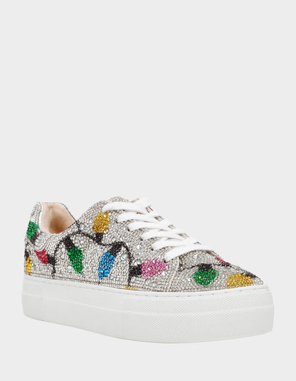 MOMMY & ME MULTI LIGHTS HOLIDAY BUNDLE Women's and Kid's Rhinestone Christmas Multicolor Lights Sidny Matching Sneakers | Betsey Johnson New