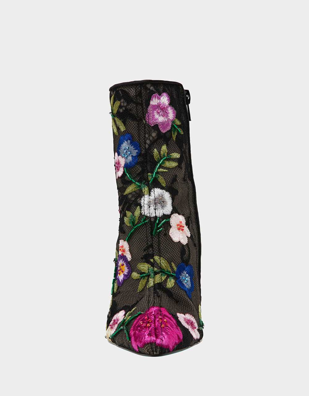 ANITA BLACK MULTI FLORAL Pointed-Toe Heeled Ankle Boot | Betsey Johnson Trending