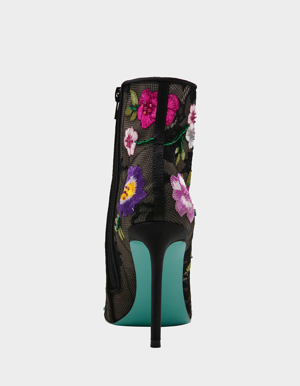 ANITA BLACK MULTI FLORAL Pointed-Toe Heeled Ankle Boot | Betsey Johnson Trending