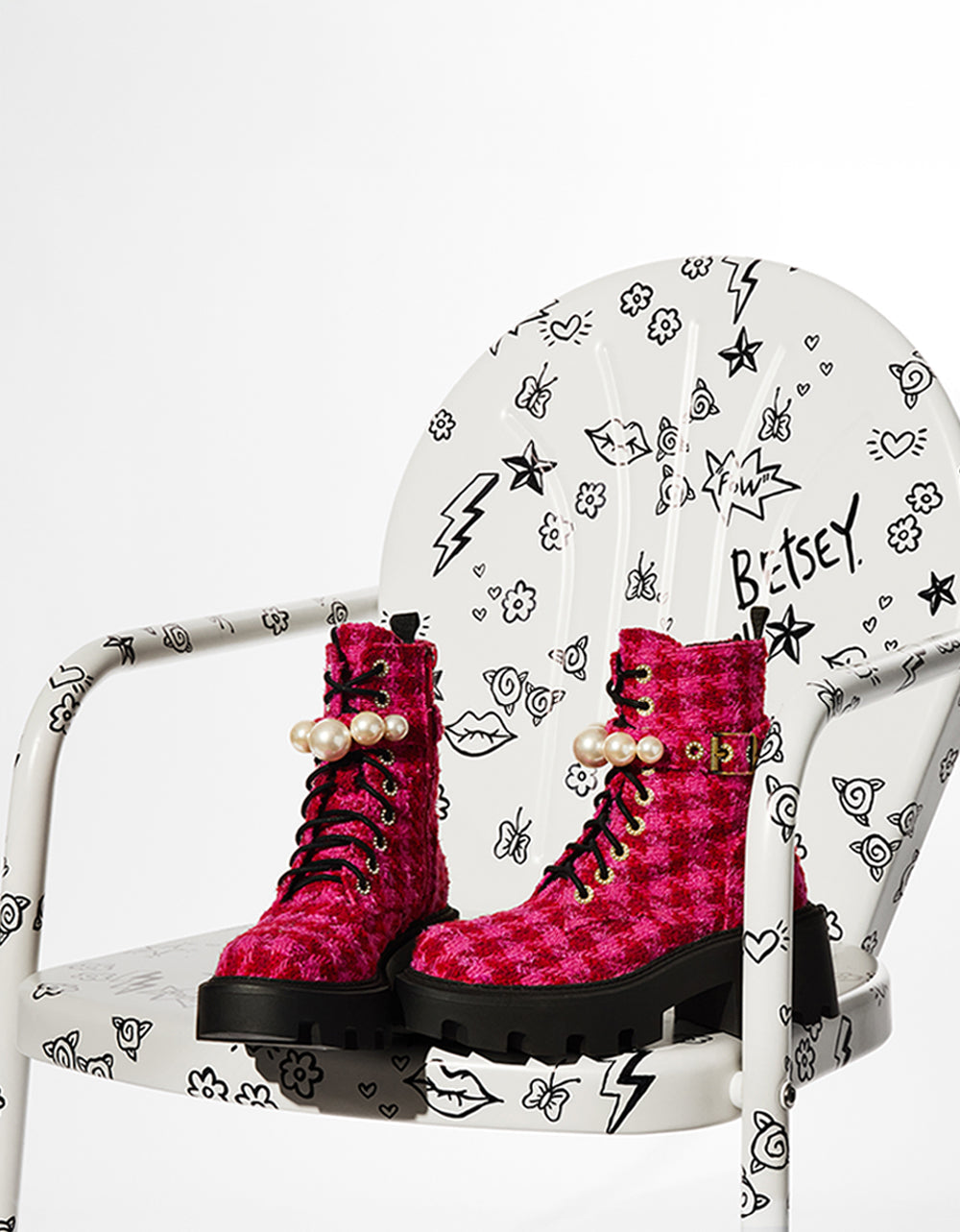 JONNIE FUCHSIA MULTI Lace-Up Platform Combat Women's Ankle Boot | Betsey Johnson Best Price