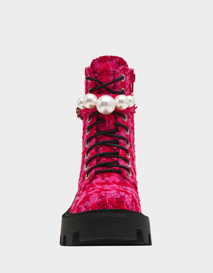 JONNIE FUCHSIA MULTI Lace-Up Platform Combat Women's Ankle Boot | Betsey Johnson Best Price