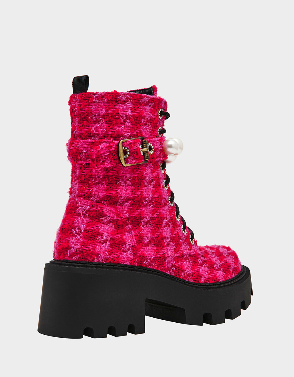 JONNIE FUCHSIA MULTI Lace-Up Platform Combat Women's Ankle Boot | Betsey Johnson Best Price