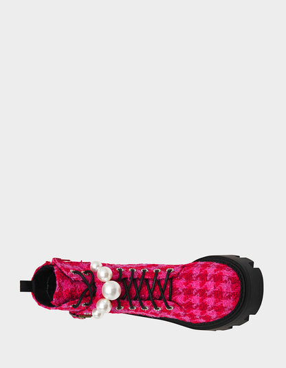 JONNIE FUCHSIA MULTI Lace-Up Platform Combat Women's Ankle Boot | Betsey Johnson Best Price