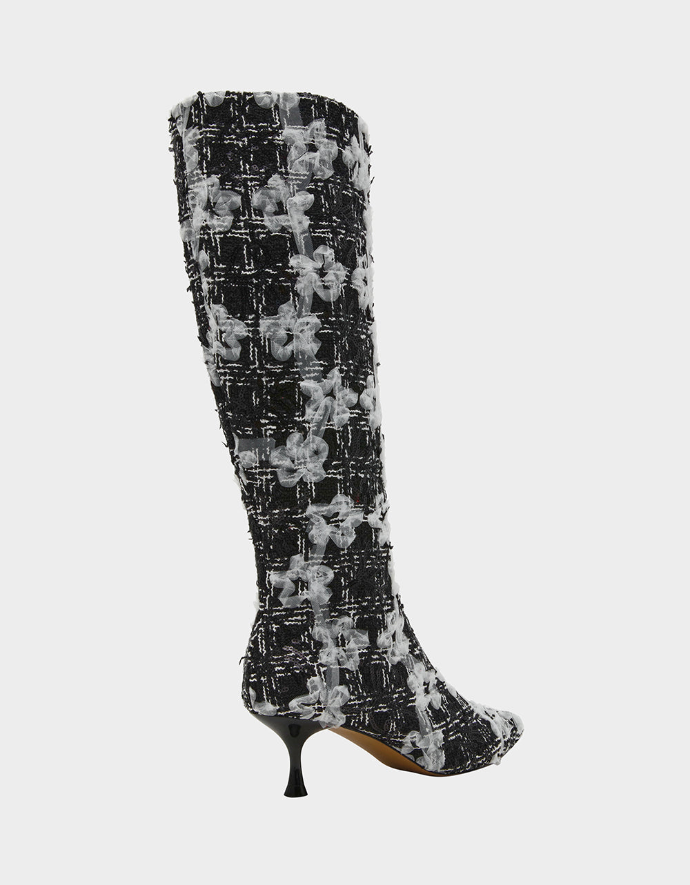 MAXXINE BLACK WHITE MULTI Pointed-Toe Knee-High Kitten Heel Women's Boot | Betsey Johnson Recommended