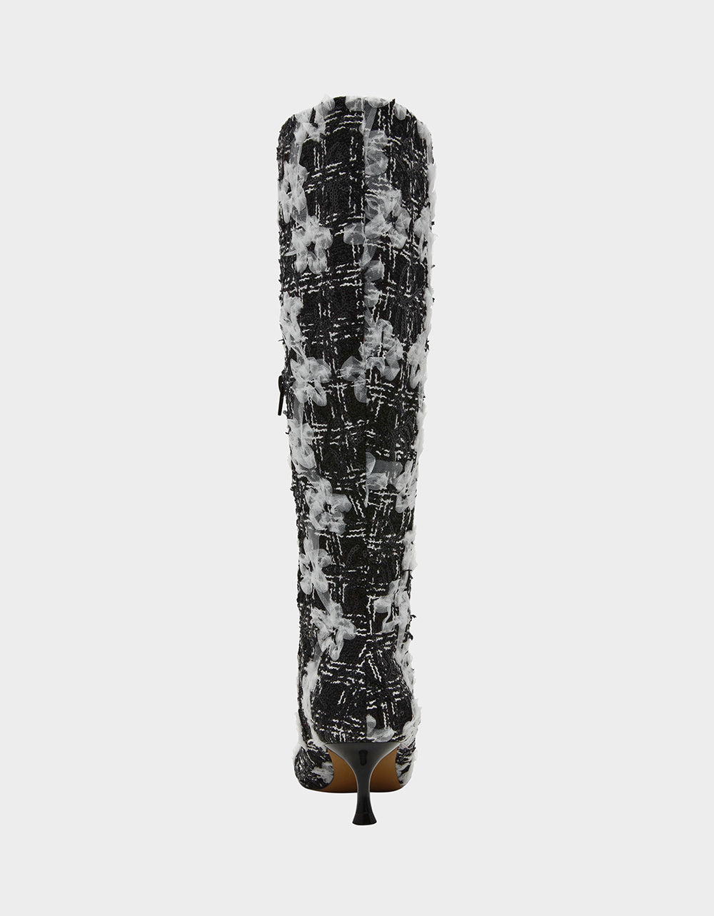 MAXXINE BLACK WHITE MULTI Pointed-Toe Knee-High Kitten Heel Women's Boot | Betsey Johnson Recommended