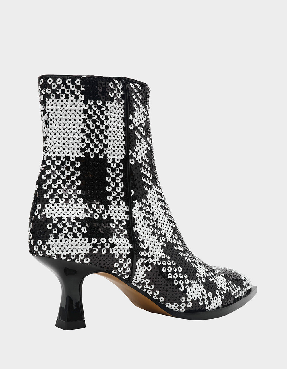 LOUISA BLACK/WHITE PLAID Women's Pointed Toe Kitten Heel Ankle Bootie | Betsey Johnson Trending