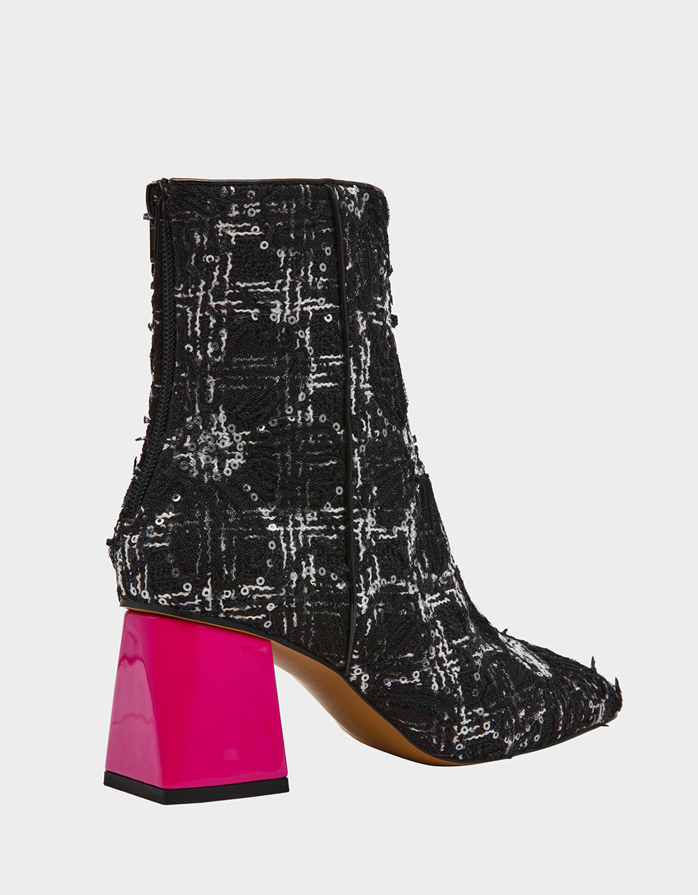 STEVIE BLACK MULTI Square-Toe Block Heel Women's Ankle Boot | Betsey Johnson Customer Favorite