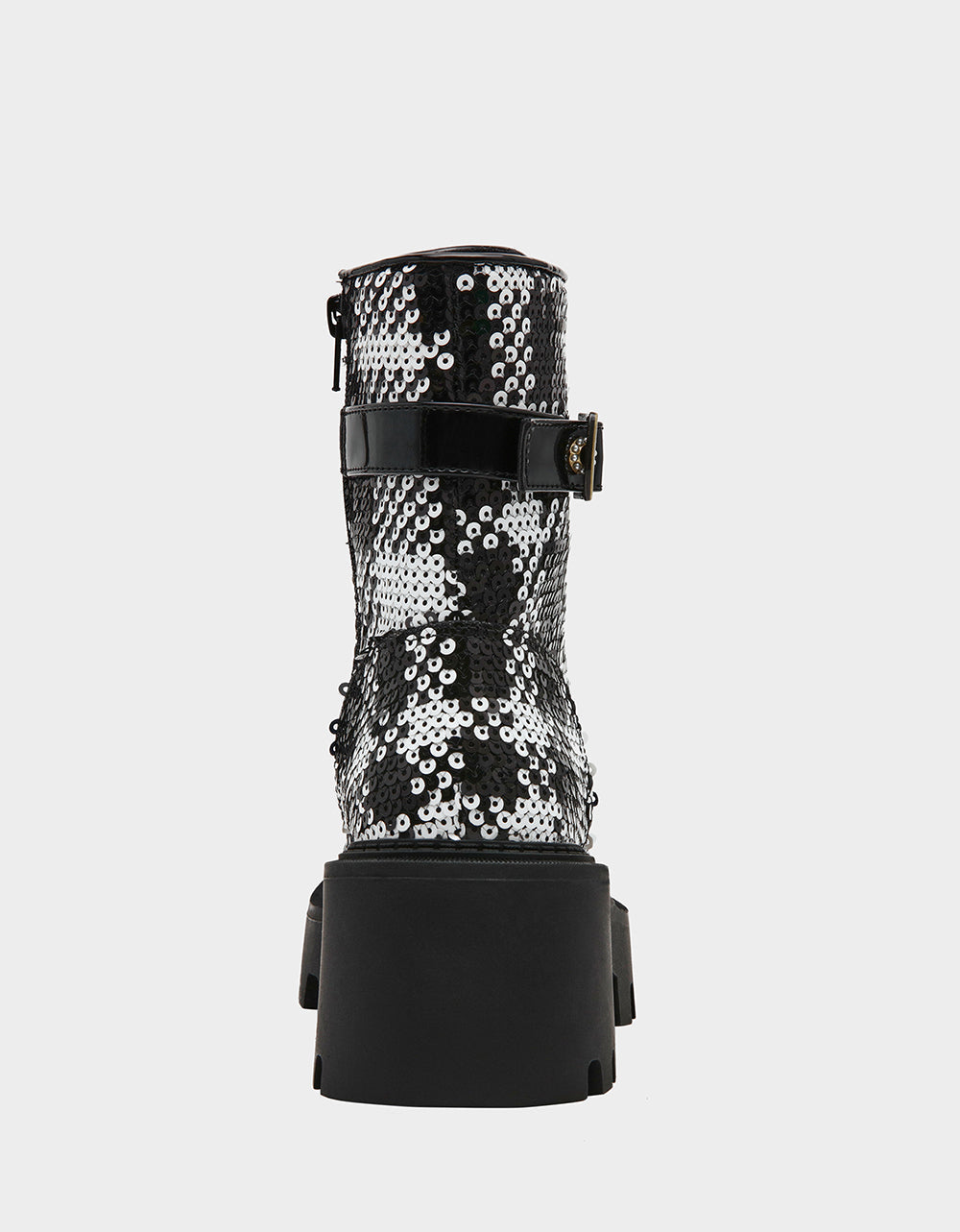 JONNIE BLACK WHITE PLAID Lace-Up Platform Combat Women's Ankle Boot | Betsey Johnson Sale